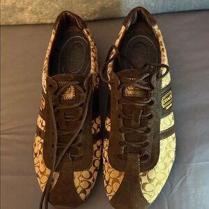 Coach Men's Signature Brown and Cream Sneakers